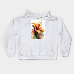 An Orange Daylily Day Lily Watercolor Design Kids Hoodie